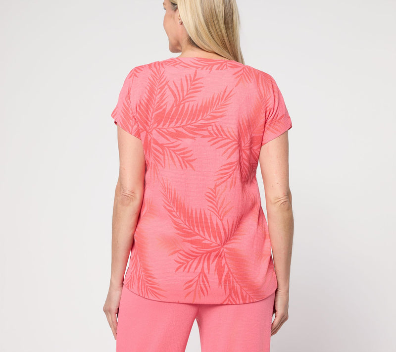 Denim & Co. Beach Knit Gauze Dolman Sleeve V-Neck Top — View 4