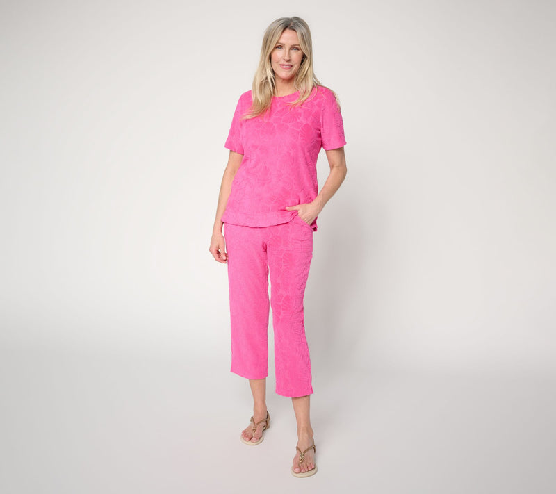 Denim & Co. Beach Petite Towel Terry Crop Pants — View 5