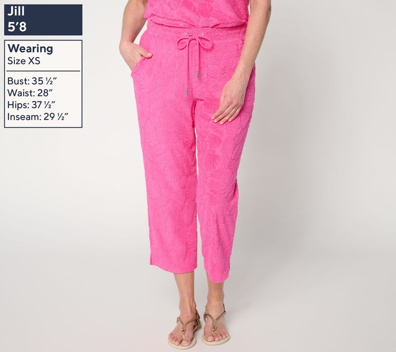Denim & Co. Beach Petite Towel Terry Crop Pants — View 3