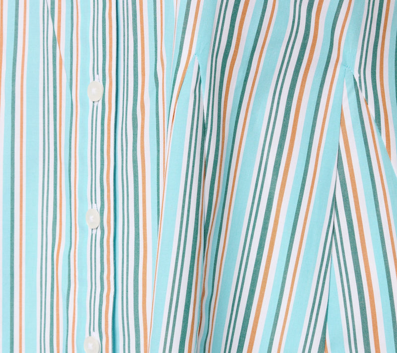 Attitudes by Renee Striped Godet Button Front Top — View 6