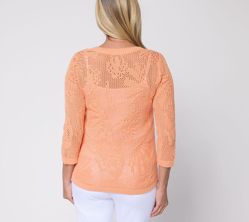 Denim & Co. 100% Cotton 3/4-Sleeve Pullover Sweater — View 6