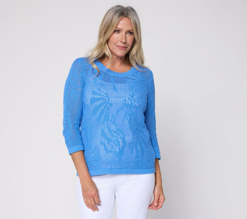 Denim & Co. 100% Cotton 3/4-Sleeve Pullover Sweater — View 14