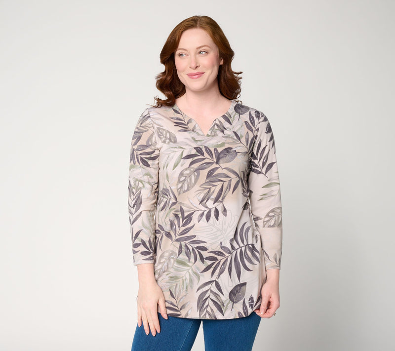 Denim & Co. Regular Printed So Soft Jersey Bracelet Sleeve Tunic — View 14