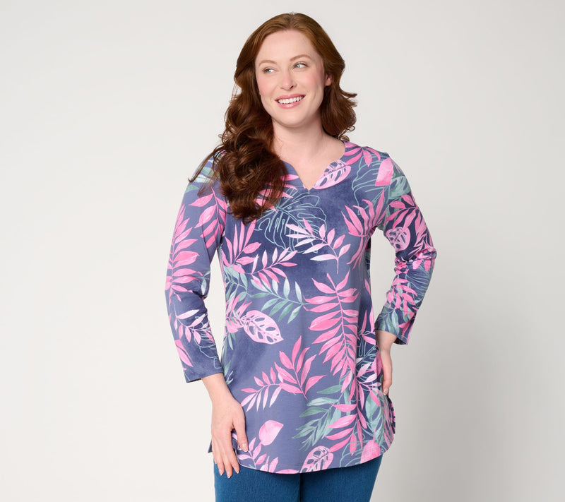 Denim & Co. Petite Printed So Soft Jersey Bracelet Sleeve Tunic — View 11