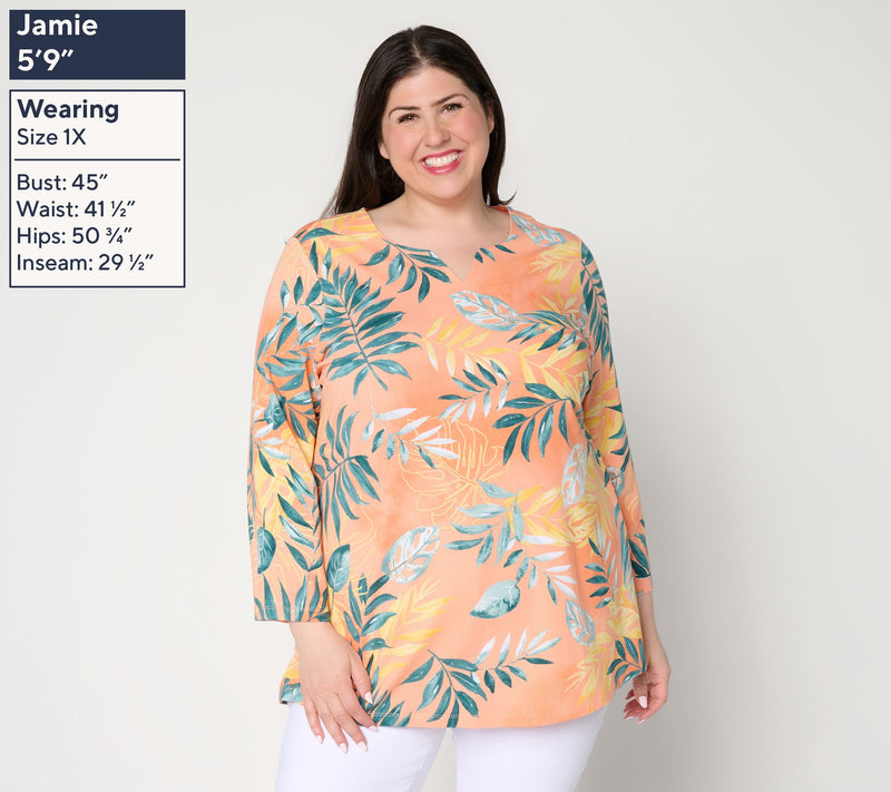 Denim & Co. Petite Printed So Soft Jersey Bracelet Sleeve Tunic — View 2