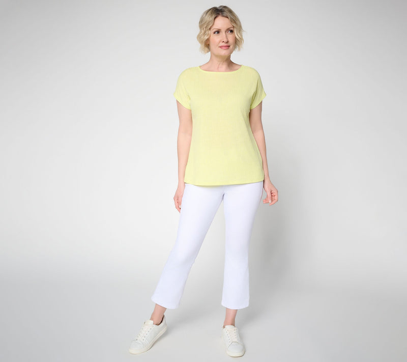 Denim & Co. Novelty Knit Boat Neck Short Sleeve Dolman Top — View 5