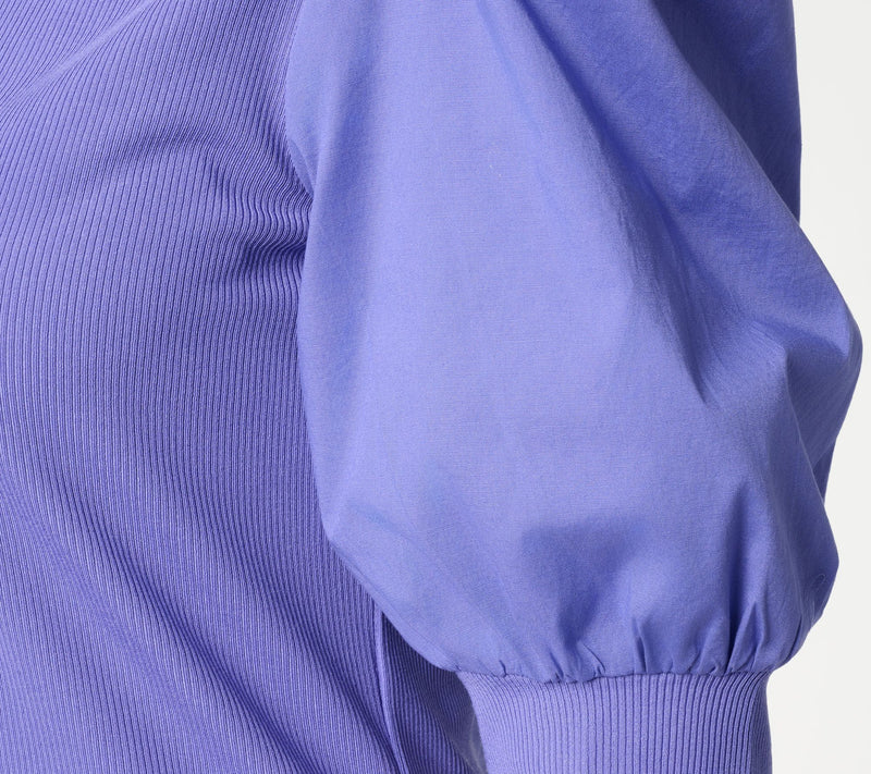 nicole by Nicole Miller Mixed Media Puff Sleeve Henley Top — View 5