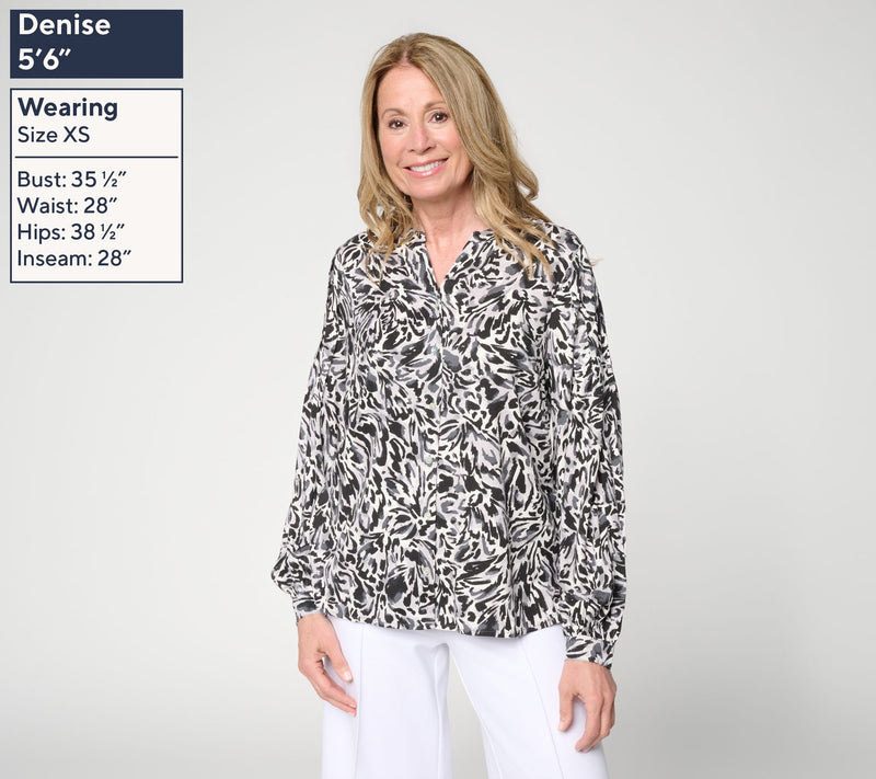 nicole by Nicole Miller Stretch Challis Blouse with Pleated Sleeves — View 2