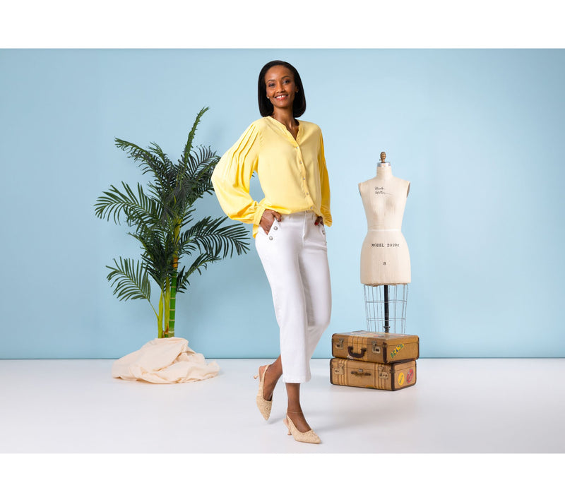 nicole by Nicole Miller Stretch Challis Blouse with Pleated Sleeves — View 6
