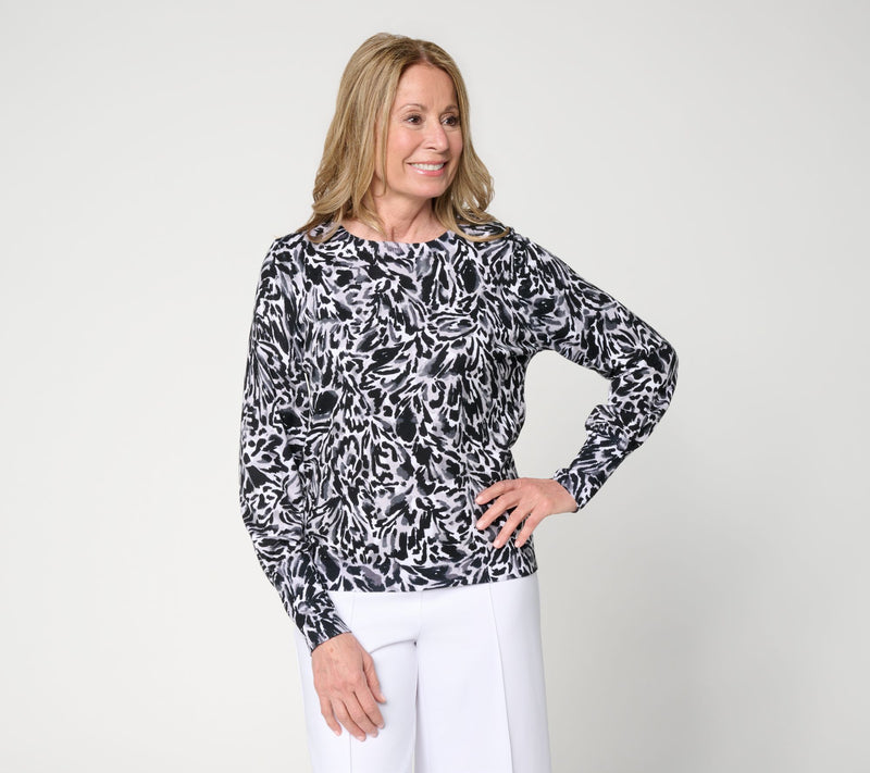 nicole by Nicole Miller Spring Forward Long Sleeve Printed Sweater — View 12