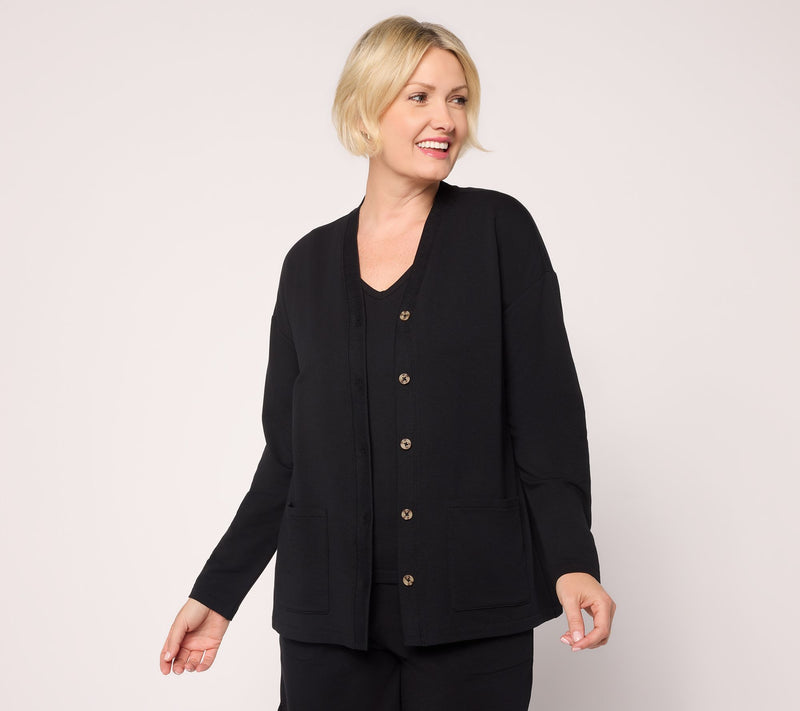 AnyBody Lightweight Cozy Knit French Terry Cardigan — View 11