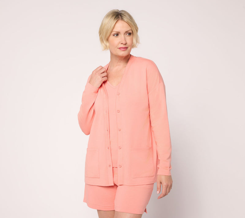 AnyBody Lightweight Cozy Knit French Terry Cardigan — Main view