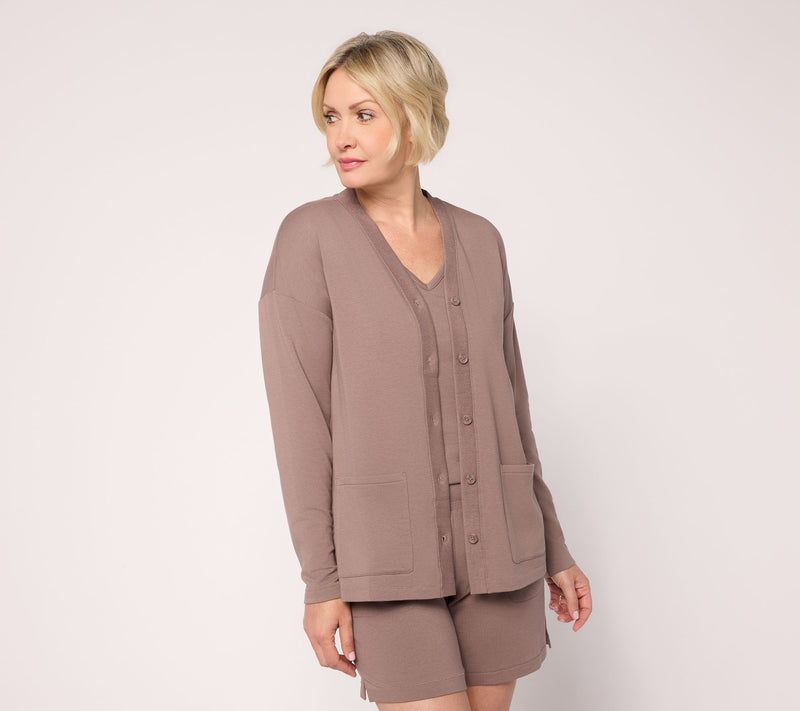 AnyBody Lightweight Cozy Knit French Terry Cardigan — View 13