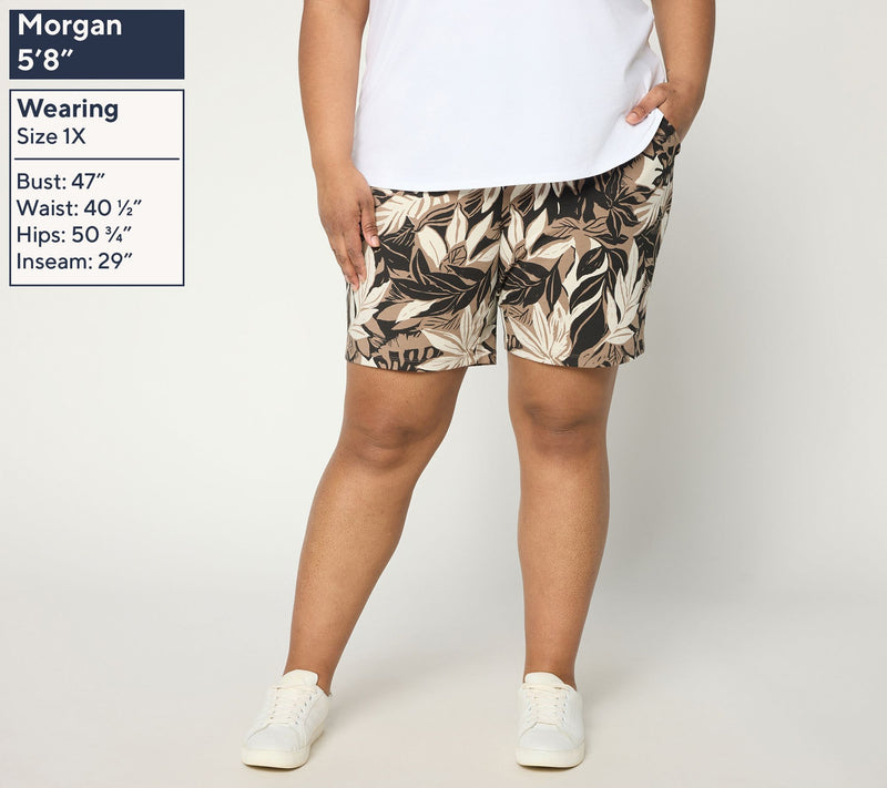 Denim & Co. Regular Printed Any Day Duo Stretch Shorts — View 8