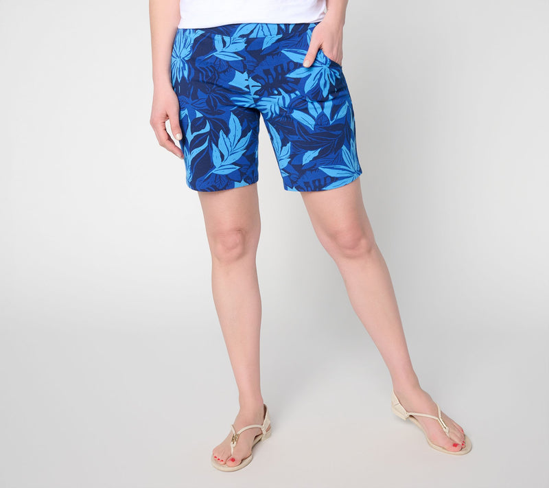 Denim & Co. Regular Printed Any Day Duo Stretch Shorts — View 5