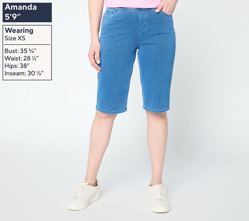 Denim & Co. Petite Comfy Knit Air Straight Leg Bermuda Shorts — View 3