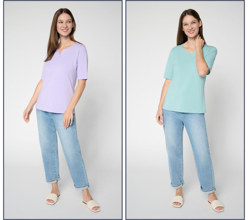 Denim & Co. Essentials So Soft Jersey 2 Pack Elbow Sleeve Tops — View 11