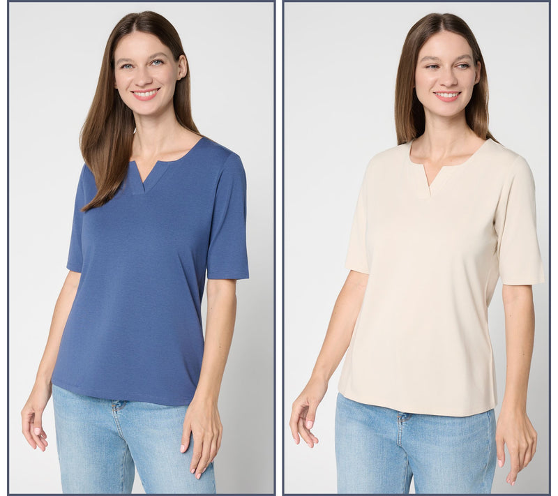 Denim & Co. Essentials So Soft Jersey 2 Pack Elbow Sleeve Tops — View 7