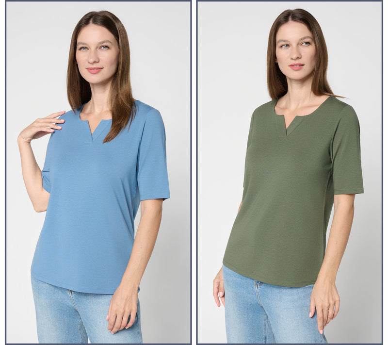 Denim & Co. Essentials So Soft Jersey 2 Pack Elbow Sleeve Tops — View 5