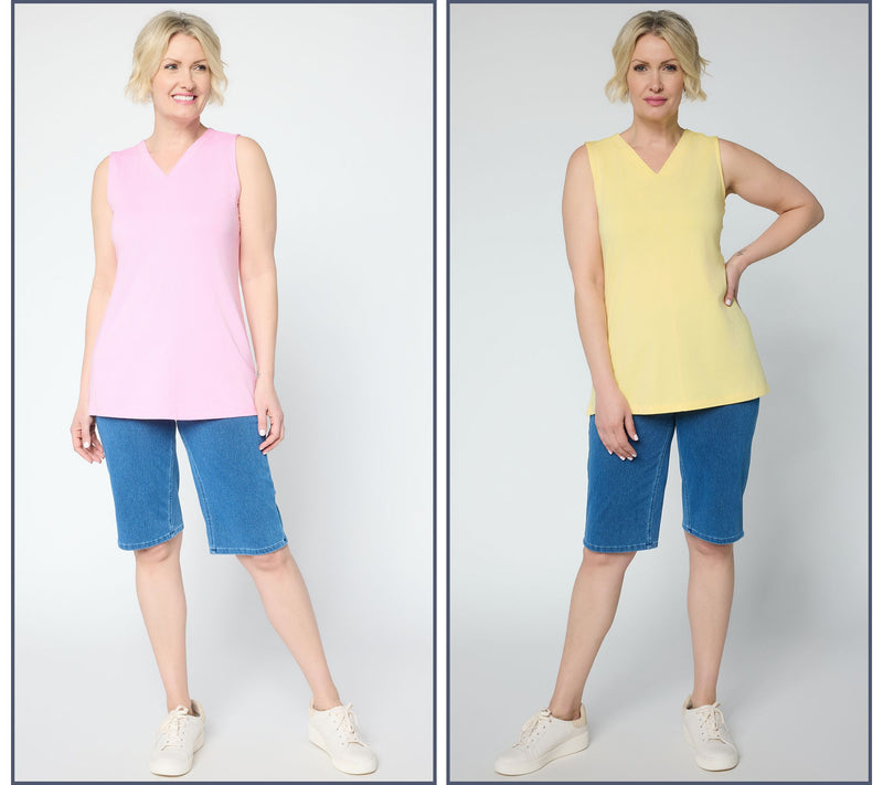 Denim & Co. Essentials Regular 2-Pack Favorite Jersey V-Neck Tunics — View 5