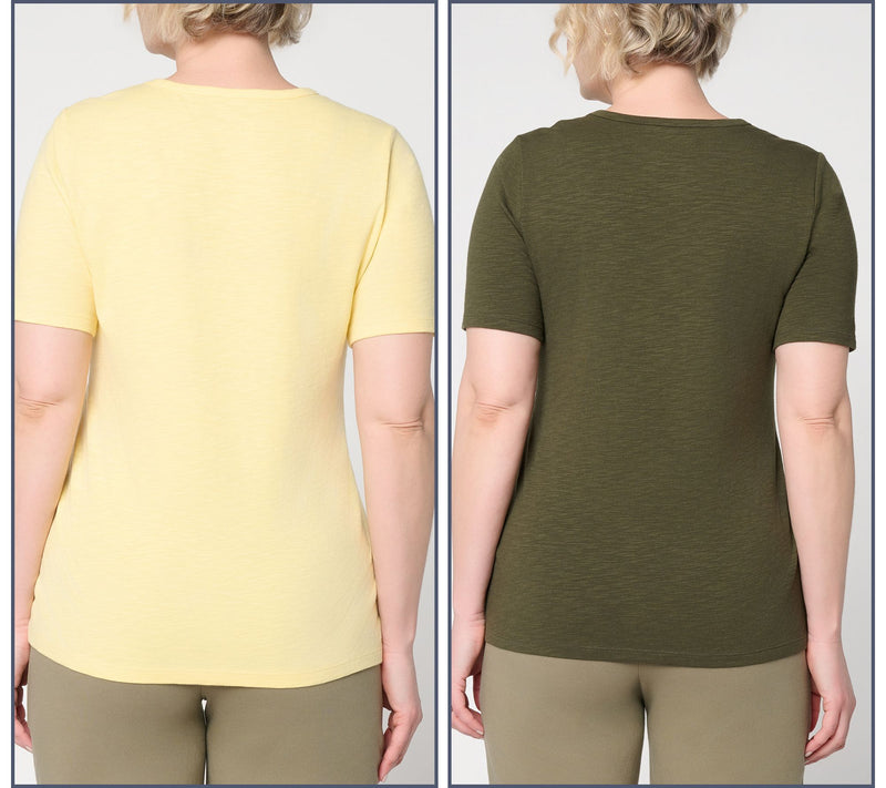 Denim & Co. Essentials Textured Knit 2 Pack Short Sleeve Tops — View 7