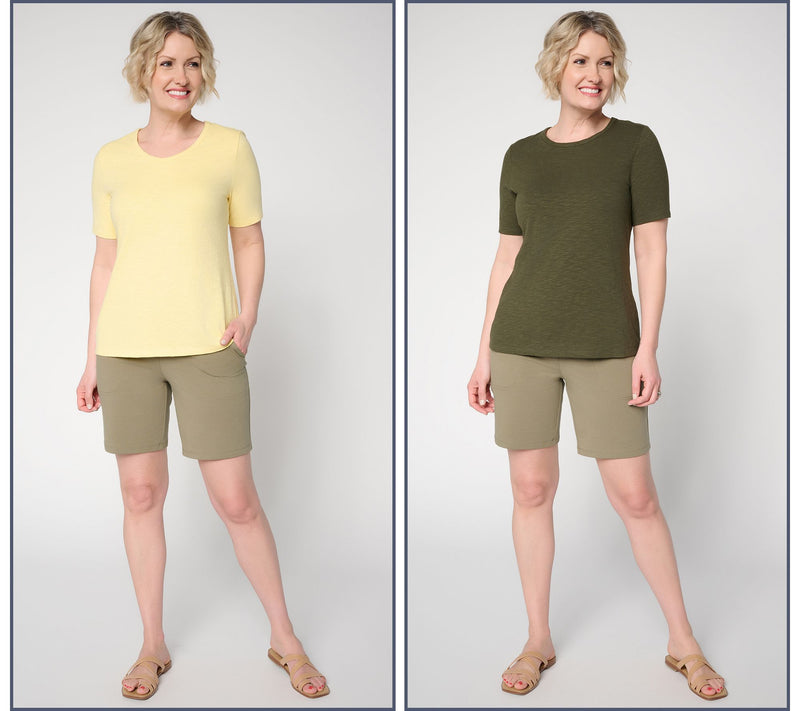 Denim & Co. Essentials Textured Knit 2 Pack Short Sleeve Tops — View 8