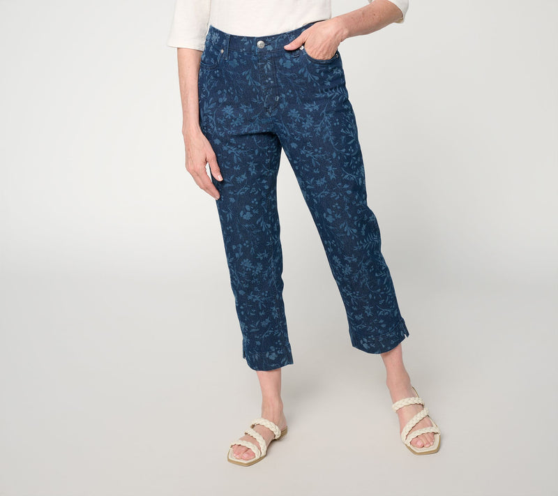 Denim & Co. Regular Printed Classic Stretch Straight Leg Crop Jeans — View 12