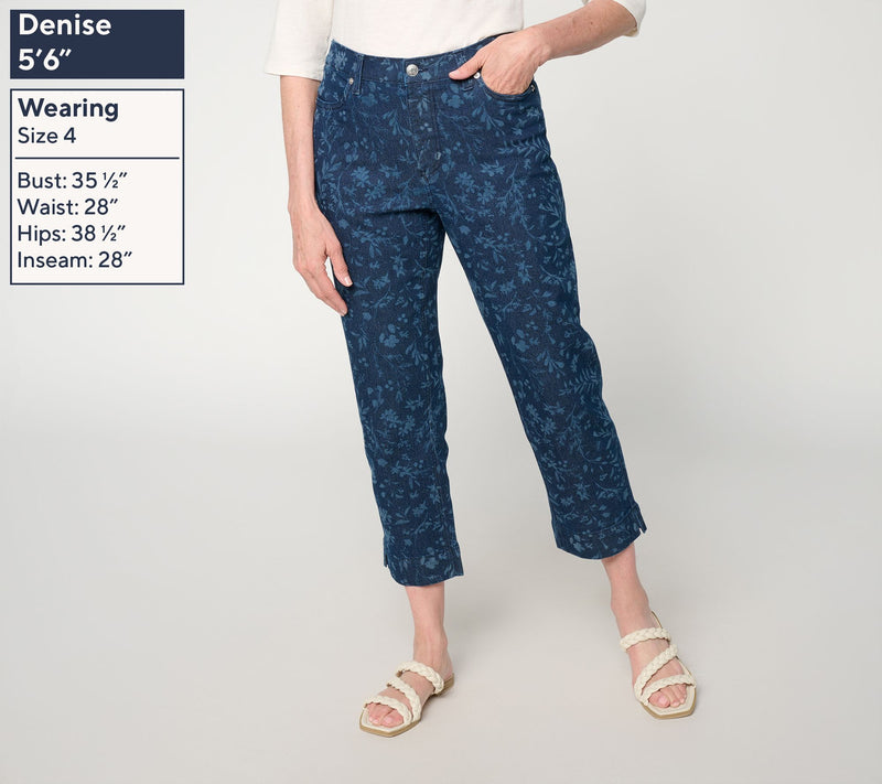 Denim & Co. Petite Printed Classic Stretch Straight Leg Crop Jeans — View 5