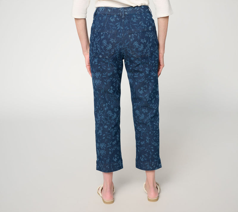 Denim & Co. Petite Printed Classic Stretch Straight Leg Crop Jeans — View 6