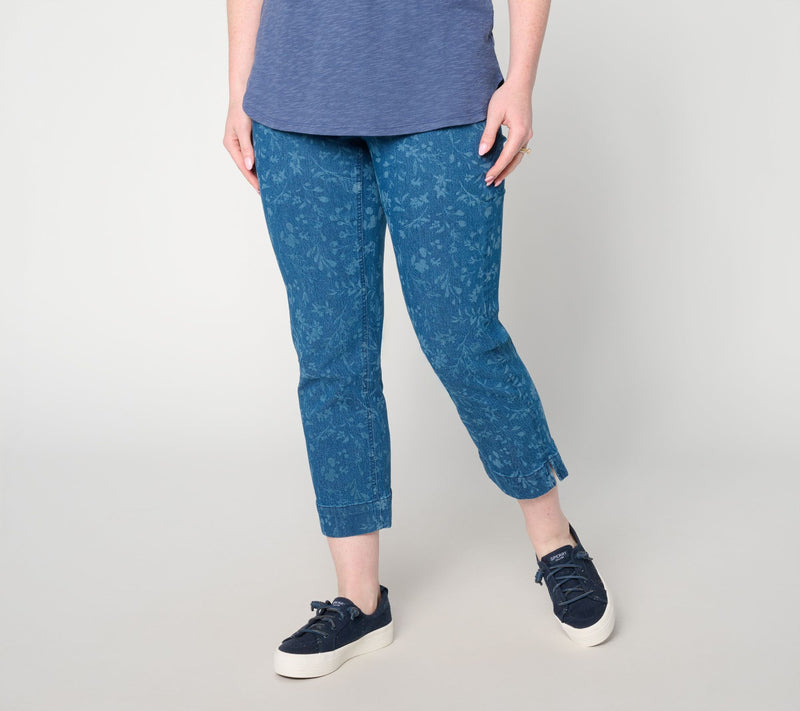 Denim & Co. Petite Printed Classic Stretch Straight Leg Crop Jeans — View 3