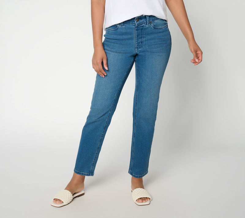 Denim & Co. Regular Indigo So Soft Denim Straight Leg Jeans — View 9