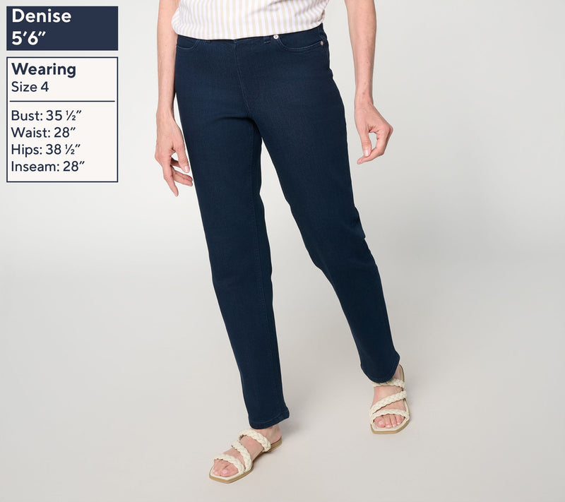 Denim & Co. Petite Indigo So Soft Denim Straight Leg Jeans — View 3