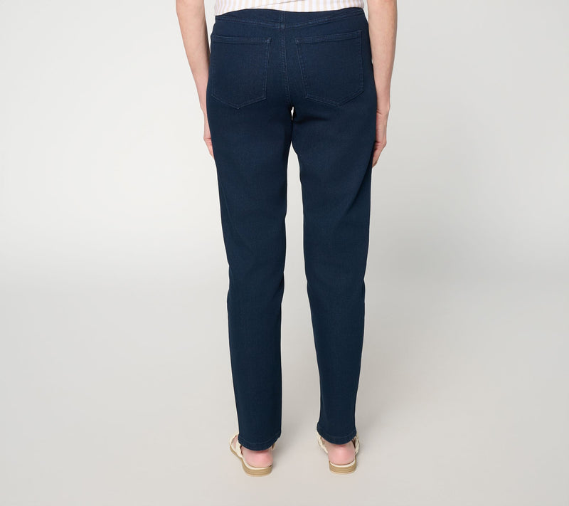 Denim & Co. Petite Indigo So Soft Denim Straight Leg Jeans — View 4