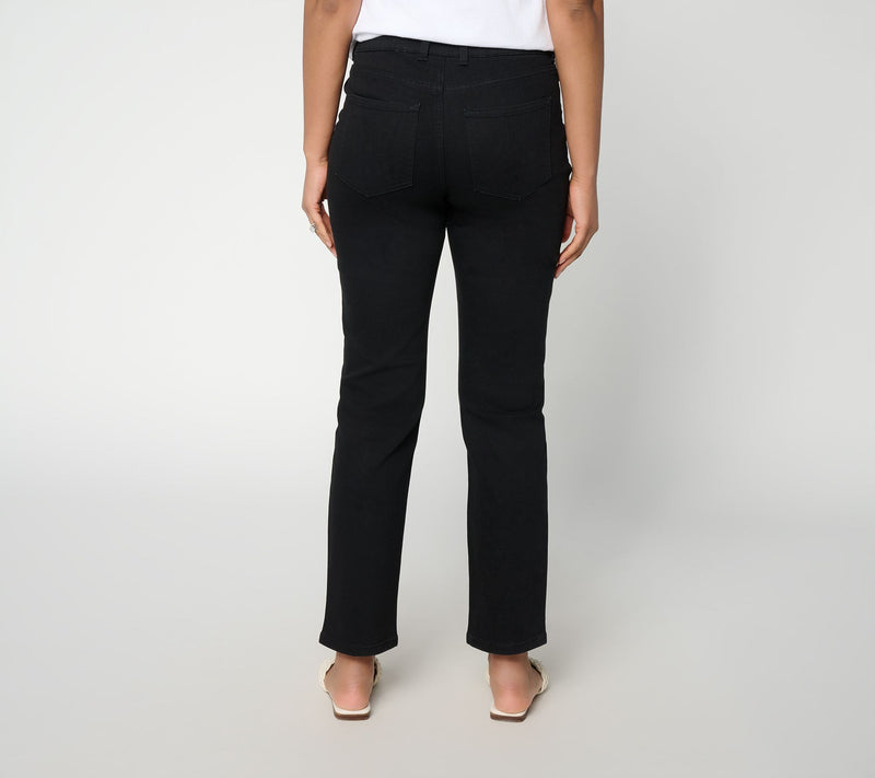 Denim & Co. Regular Black So Soft Denim Straight Leg Jeans — View 4