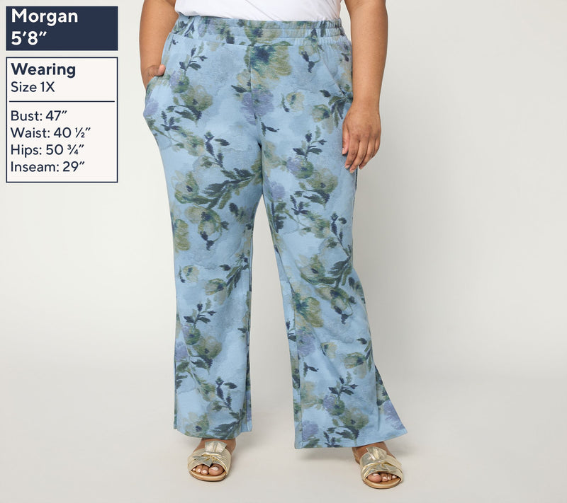 Me Time by Jennie Garth Regular French Terry Wide Leg Pants — View 2