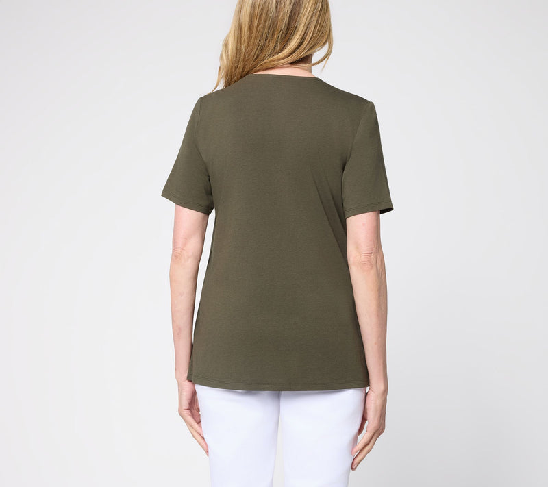 Denim & Co. Essentials So Soft Jersey Short Sleeve 2fer Top — View 4