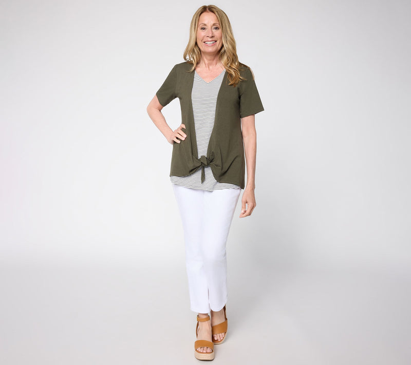 Denim & Co. Essentials So Soft Jersey Short Sleeve 2fer Top — View 5