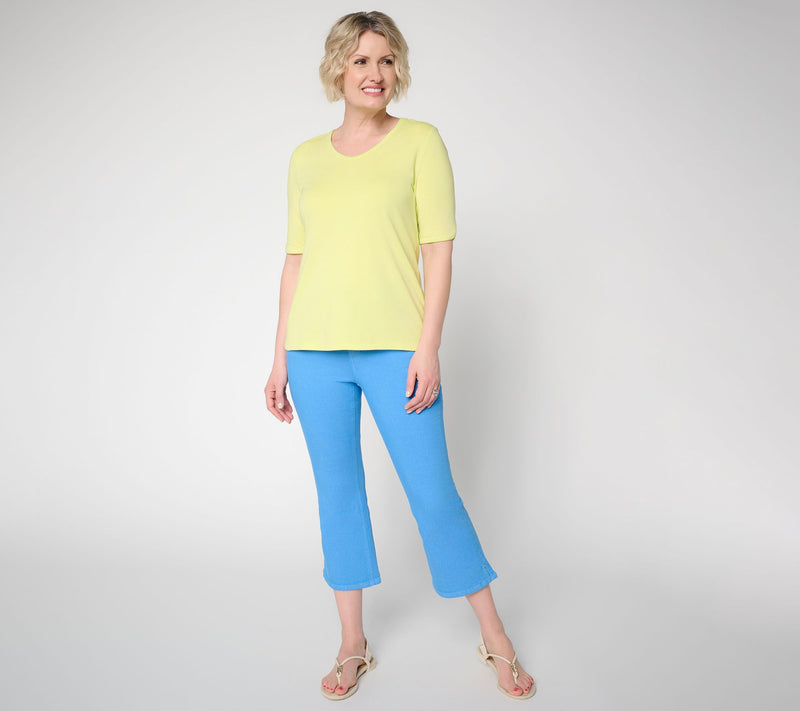 Denim & Co. Essentials Favorite Jersey Elbow Sleeve V-Neck Top — View 5