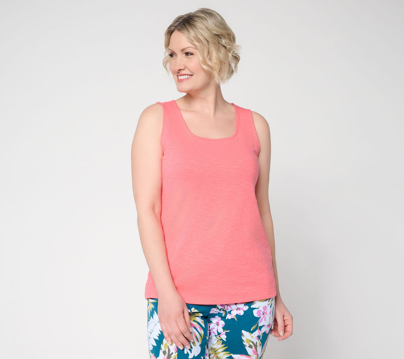 Denim & Co. Essentials Textured Knit Square Neck Tank Top — View 13