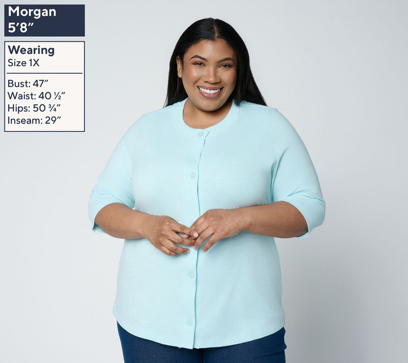Denim & Co. Essentials Textured Knit Ballet Sleeve Cardigan — View 2