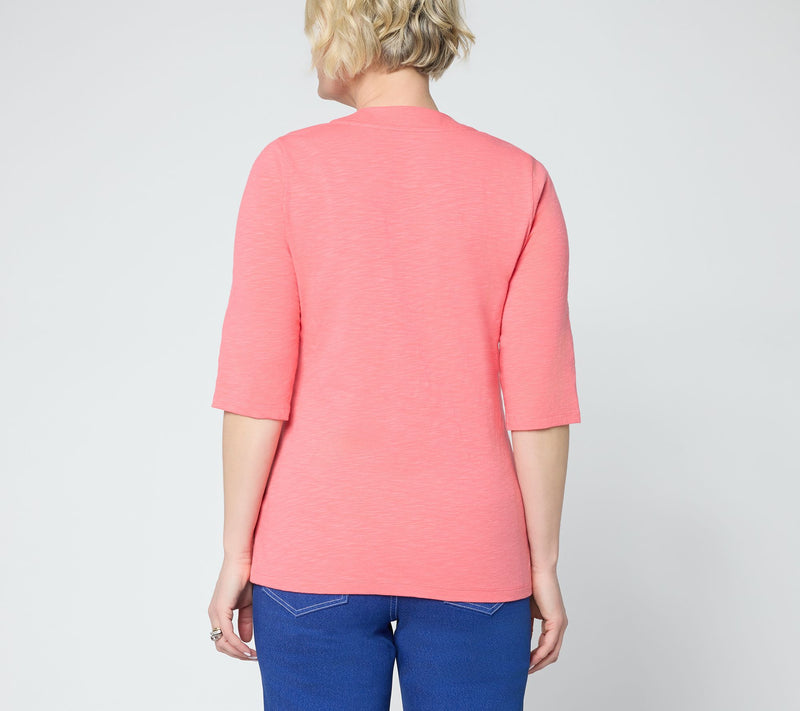 Denim & Co. Essentials Textured Knit Ballet Sleeve Cardigan — View 4
