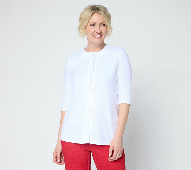 Denim & Co. Essentials Textured Knit Ballet Sleeve Cardigan — View 11