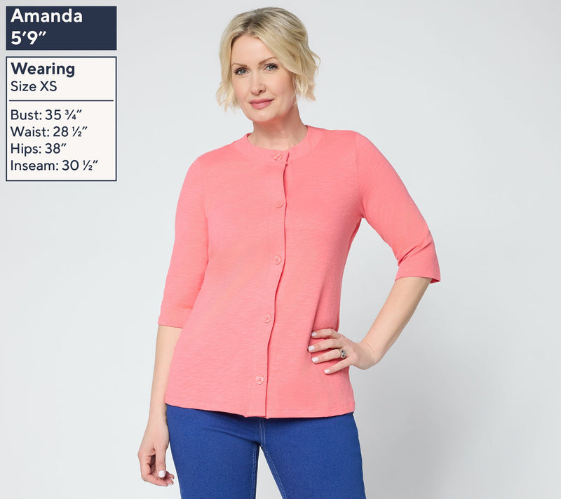 Denim & Co. Essentials Textured Knit Ballet Sleeve Cardigan — View 3