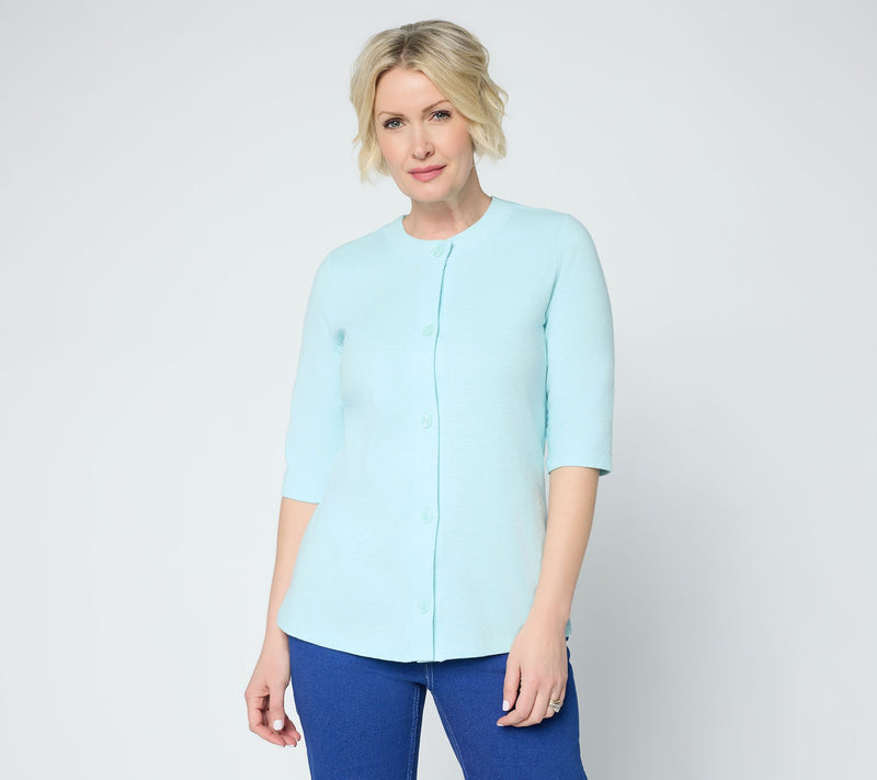Denim & Co. Essentials Textured Knit Ballet Sleeve Cardigan — View 12