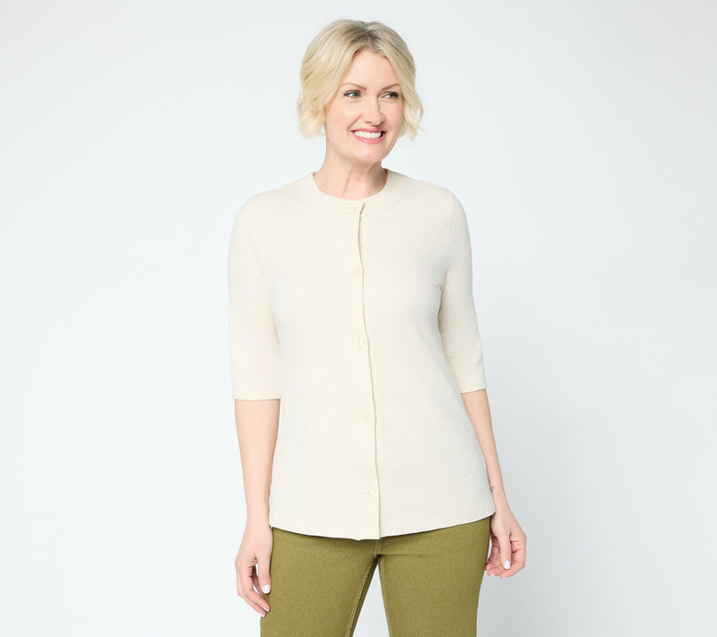 Denim & Co. Essentials Textured Knit Ballet Sleeve Cardigan — View 14