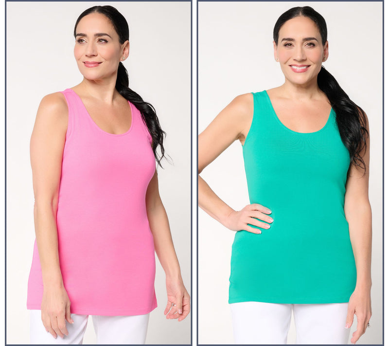 Denim & Co. Essentials So Soft Jersey 2 Pack Tunic and Tank Top — Main view