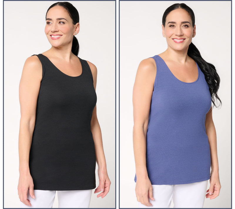 Denim & Co. Essentials So Soft Jersey 2 Pack Tunic and Tank Top — View 11
