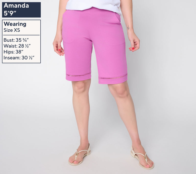 Denim & Co. Active Petite French Terry Bermuda Shorts — View 9