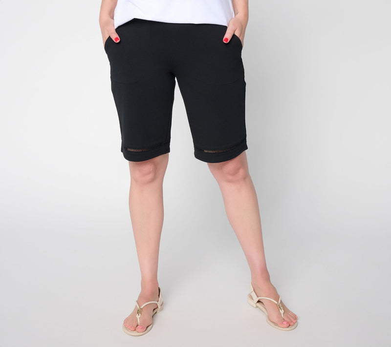 Denim & Co. Active Petite French Terry Bermuda Shorts — View 3