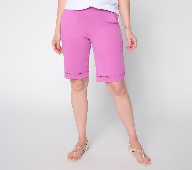 Denim & Co. Active Petite French Terry Bermuda Shorts — View 7
